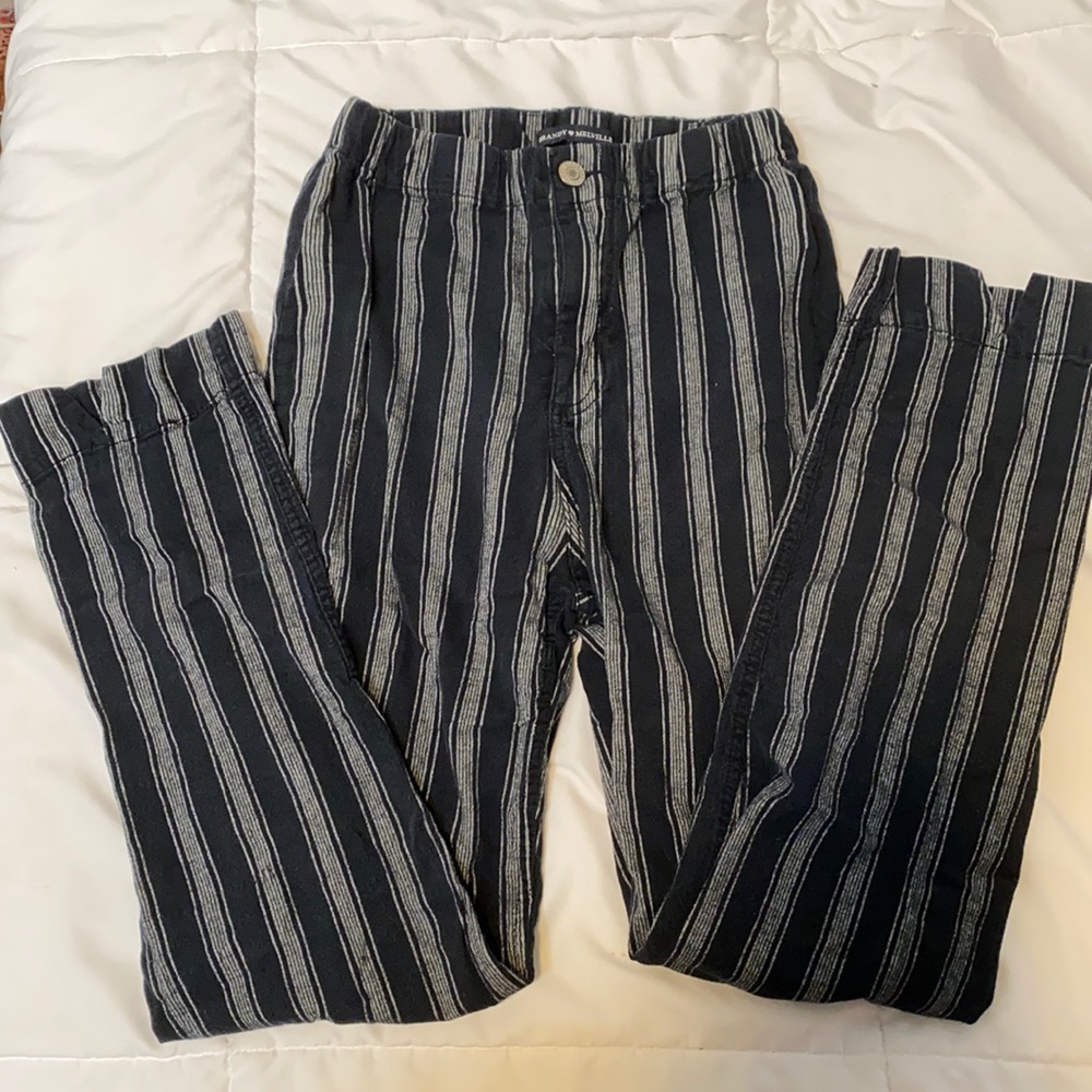 brandy melville stripped black and white pants